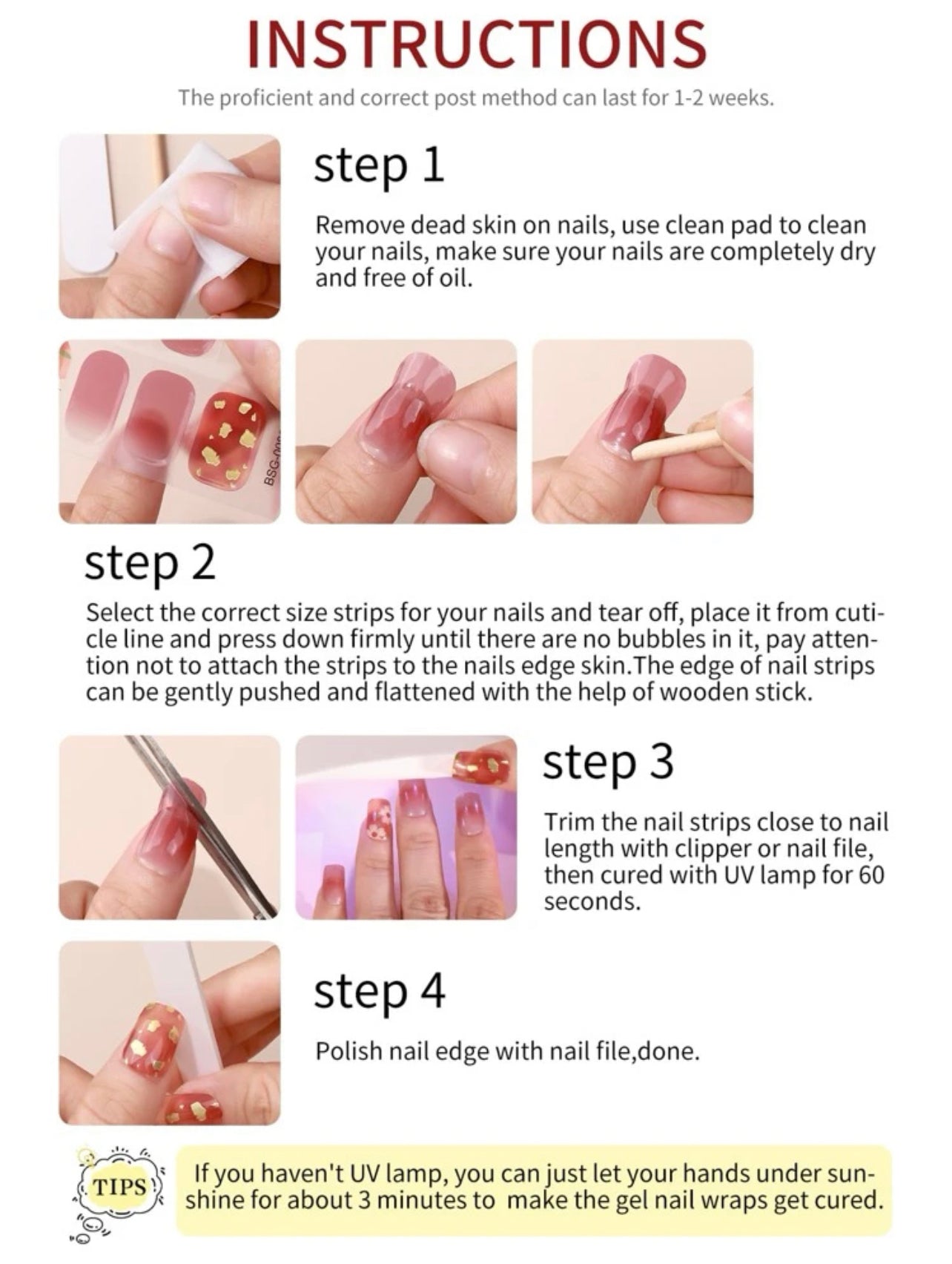 Gel Nail Wrap - Deep pink